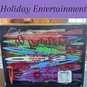 Mid Century Hors d'oeuvre Plastic Forks Holiday Entertainment 🍤🫒🧀